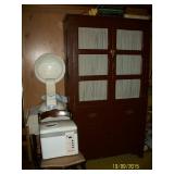 Vintage hair dryer , primitive cabinet