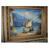 Boat on a beach painting