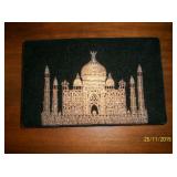Gold and silver wire Taj Mahal black velvet clutch