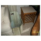 Mirrored end table , rattan end table