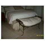 Queen size bed, metal settee