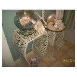 2 - metal stands, various shells