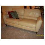 Butter colored leather sofa