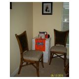 White Wicker Hamper, 2 of 6 chairs for dining table