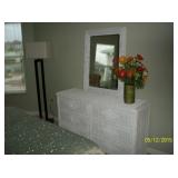 White Wicker 6 drawer dresser with mirror