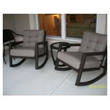 Patio rockers, side table