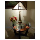 End table lamp, glass top end table