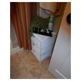 White Wicker 3 drawer storage cabinet