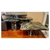 1980s Vintage Italian black Marble tables 2 end, console, coffee