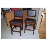 Brown faux leather bar stools
