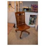 wood rolling desk chair 
