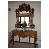 1927 Rialto Theater 24k gold leaf console table with mirror 