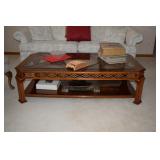 Wooden Coffee Table With Glass Top