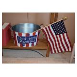 Red, White, & Blue Bucket With Flag