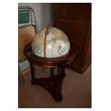Globe set in wood base