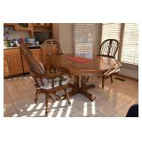 Octagon Wooden Table with 3 arm chairs
