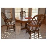 Octagon Wooden Table with 3 arm chairs