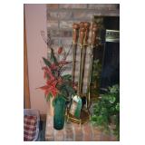 Fireplace tools set, floral arrangement