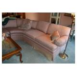 Sectional sofa, glass top coffee table