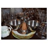 Dip server, various china plates and glassware