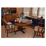 Octagon Table with chairs, dish set