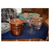 Ice bucket, pitcher, dishes