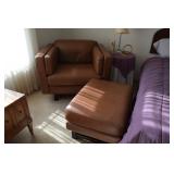 leather side chair and ottoman 