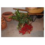 Artificial wreath & plant in pot