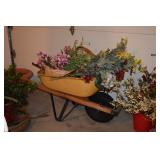 Wheelbarrel & artificial plants