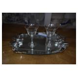 Silver tray with cordial glasses