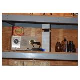 Vintage radio, iron and glass jars