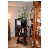 Vintage side table, vase with silk greenery