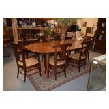 Dining table, six chairs