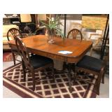 Federal Walnut Table with 5 chairs and internal leaf 