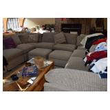 Sectional, ottomans, coffee table