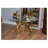 Round Glass and Brass Coffee Table
