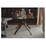 Glass Side Table w Home Decorations