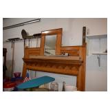 Headboard, Mirror, Ironing Board, Brooms, & Shovel