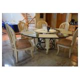 Glass & Metal Table with 6 Chairs
