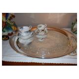 Serving Tray & Tea Cups & Saucers