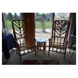 2-High Back Chairs & Side Table