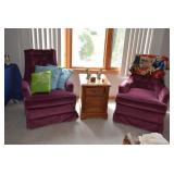 2 Chairs, Side Table, & Pillows