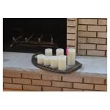 Candles on Metal Tray