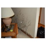 End table, lamp, tree decor piece