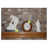 Wall clock, figurines