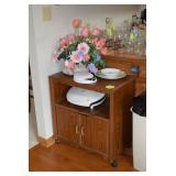 Kitchen small appliance stand, small and large grill, glassware