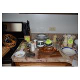 Misc dishes, salt and pepper shakers, spoon rests