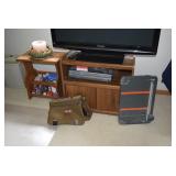 Television, stand, magazine rack, decor