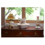 Hurricane Lamp and Pitcher & Bowl Set