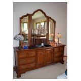 Dresser, Mirror, Table Lamps, & Decor